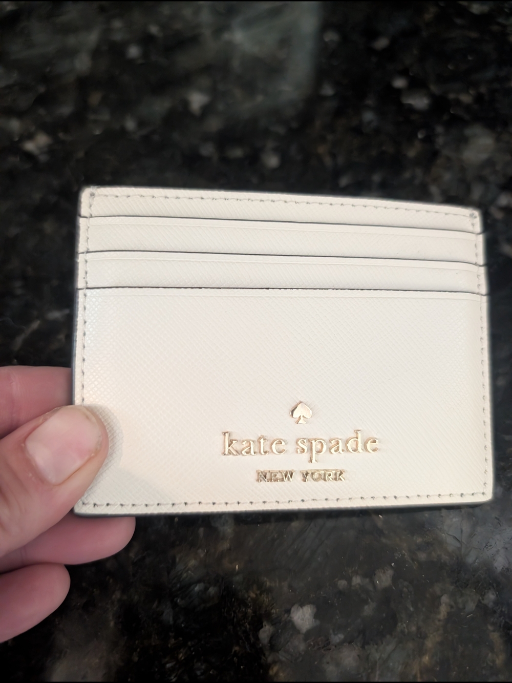 kate spade New York Saffiano Card Holder in Cream